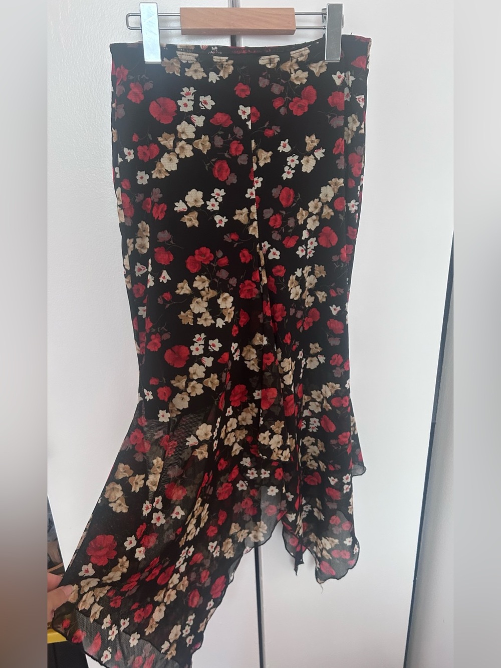 Vintage Zone Bleue Floral Mesh Asymmetrical Skirt Y2K 90s
